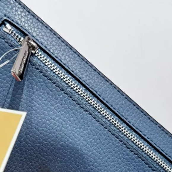 MICHAEL KORS REED LARGE SNAP FLAT WALLET LEATHER BLUE DENIM NWT $328 - Picture 3 of 6